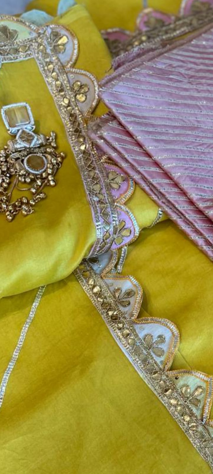 Handcrafted Chanderi  Yellow Saree