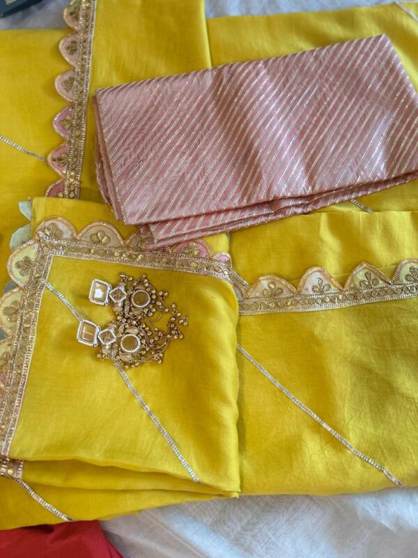 Handcrafted Chanderi  Yellow Saree