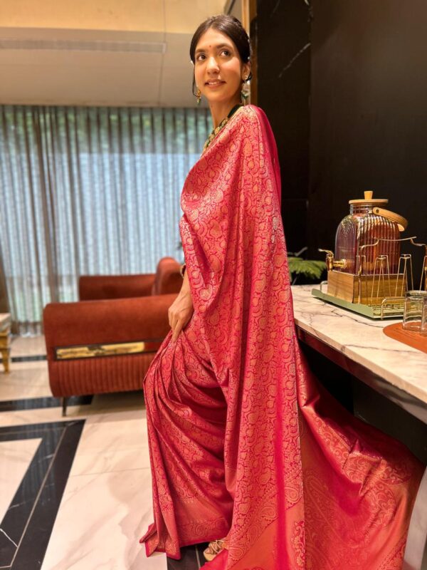 Red  Satin Modal Saree
