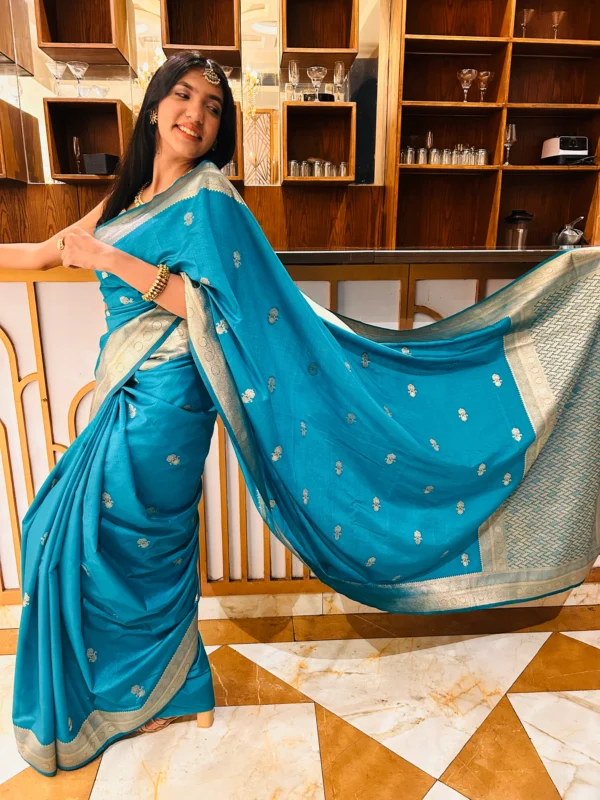 Peacock Blue Silk Saree