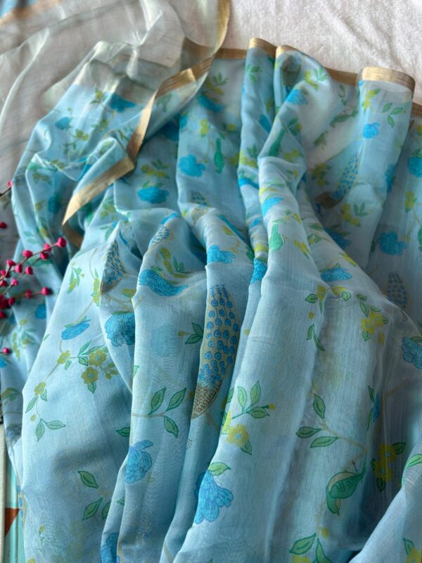 Blue Pure Chanderi Saree