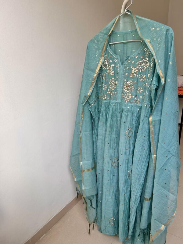 Powder Blue Mulchanderi Mukaish work dress